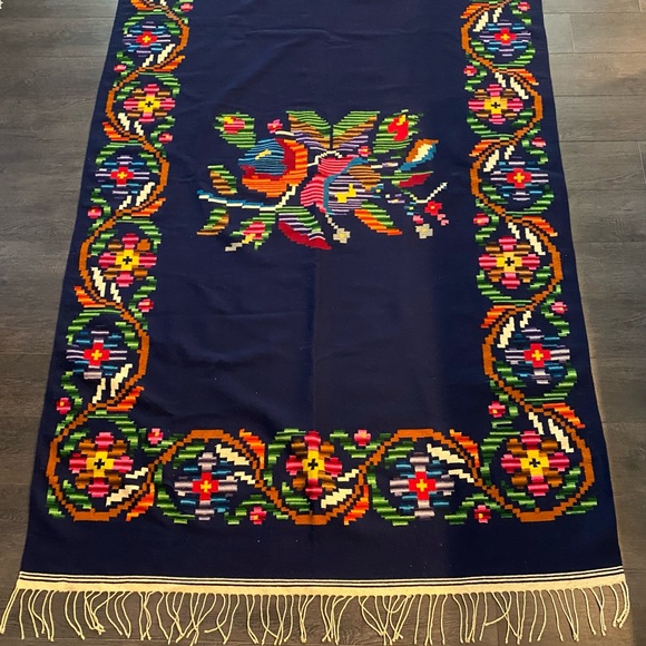 Zapotec Handwoven Bed Cover Topper Wall Tapestry 51"x78" Colorful Oaxaca Throw - Picture 3 of 16